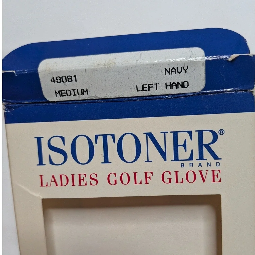 Vintage Isotoner Women's Golf Glove Medium Left Hand Navy White Leather NOS Box - Picture 5 of 5